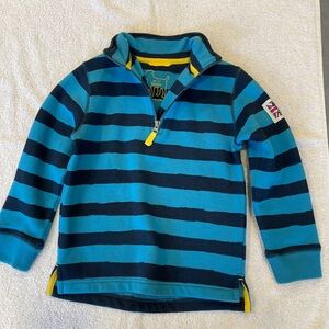 Mini Boden Navy and Light Blue Striped Quarter Zip Sweatshirt